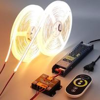 BENLUN 24 V CCT COB LED juosta, 20 m (10 m x 2), LED juosta 2700 K - 6500 K balta savaime prilimpanti, LED juosta 10 W/M CRI 93, su nuotolinio valdymo pulteliu ir maitinimo šaltiniu, skirta kambarių apdailai, virtuvei