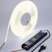 BENLUN 48 V COB LED juosta 20 m, LED juosta 6000 K Cool White Super ryškus 160 W 480 LED/M CRI 92, LED juosta, pjaunama lipni su maitinimo šaltiniu, skirta miegamojo kambario apdailai