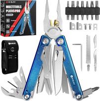 BIBURY Multitool, EDC kišeninis peilis su dideliu pjūklo ašmenimis, vielos pjaustytuvu, titano multitooliai su žirklėmis ir atsuktuvų rinkiniu, daugiafunkcinis įrankis lauko veiklai, pvz., medžioklei, išgyvenimui ir stovyklavimui