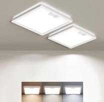 BLNAN 2 x LED lubų šviestuvas su judesio jutikliu, 18 W lubų šviestuvas su judesio jutikliu, šilta balta, neutrali balta, šalta balta, skirtas prieškambariui, virtuvei, vonios kambariui, balkonui, rūsiui, garažui, laiptams, 22 cm, kvadratinis