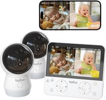 BOIFUN 4 MP kūdikių monitorius su 2 kamerų programėle, vaizdas padalytame ekrane, dirbtinio intelekto / verksmo / judesio / triukšmo aptikimas, išmanusis naktinis matymas, automatinis sekimas, PTZ 345°/65°, 5,5 colio vaizdo kūdikių monitorius, "WiFi