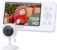 bonoch 4,3 colių kūdikių monitorius su kamera, 720p 4000 mAh akumuliatoriaus vaizdo monitorius be "WiFi", naktinis matymas, dvipusio garso funkcija, VOX režimas, temperatūros jutiklis, 8 lopšinės, 2X, 3X, 4X priartinimas