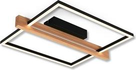 BRILONER - LED lubų šviestuvas su medine apdaila, reguliuojamo ryškumo, šiltos baltos šviesos spalvos, LED šviestuvas, lubų šviestuvas, svetainės šviestuvas, miegamojo šviestuvas, virtuvės šviestuvas, 43 x 35 x 7,5 cm (ilgis x plotis x aukštis),