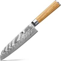 BRODARK Damasko "Santoku" peilis, 7 colių, japoniškas virtuvinis peilis su alyvuogių medžio rankena, profesionalus virėjo peilis, pagamintas iš nerūdijančio plieno su dideliu anglies kiekiu, skirtas itin aštriam pjaustymui, supakuotas