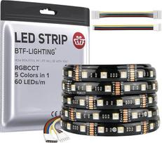 BTF-LIGHTING RGBCCT 5 spalvos 1 5050SMD LED juosta DC12V 5M 60LEDs/m 300LEDs RGB + šilta balta + šalta balta juoda PCB IP65 atsparus vandeniui kambario virtuvės apdailai (valdiklis ir maitinimo šaltinis neįtraukti)