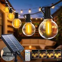 btfarm Lauko saulės šviesos su nuotolinio valdymo pulteliu, 20 m 25 + 2 LED šviesos diodų pasakų žibintai, lauko saulės, G40 lemputės, atsparios oro sąlygoms, 8 režimai, saulės pasakų žibintai, skirti sodui, balkonui, vakarėliui, vestuvių dekoracijoms, ši