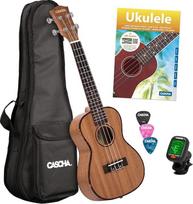 CASCHA "Premium" raudonmedžio soprano ukulelė pradedantiesiems, su "Aquila" stygomis ir 3 kirtikliais, maža Havajų gitara