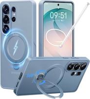 CASEKOO Oficialus mėlynas "Samsung Galaxy S26 Ultra" dėklas su 360° pasukamu magnetiniu stovu [karinė apsauga] [suderinama su "MagSafe"] Smūgiams atsparus apsauginis matinis mobiliojo telefono dėklas "Samsung S26