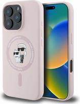 CG MOBILE Karl Lagerfeld KLHMP16XSCMKCRHP dėklas iPhone 16 Pro Max 6,9 colių rožinės spalvos kietasis korpusas silikoninis Karl & Choupette Heads žiedas