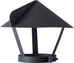 Cinkuoto plieno kamino dangtis nuo lietaus - krosnies vamzdžio/kamino dangtelis su greito montavimo spaustuku (juodas, atsparus karščiui) (180 mm)