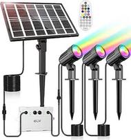 CLY saulės RGB prožektorius, RGB saulės šviesos su nuotolinio valdymo pulteliu, IP66 LED prožektorius, 10 spalvų, 6 ryškumo, 30 dinaminių režimų, reguliuojamas prožektoriaus apšvietimas, laikmatis, atminties funkcija, spalvas keičiantis sodo prožektorius,