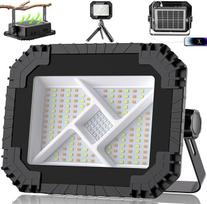 CLV LED akumuliatoriaus prožektorius 200 W, 20000 mAh Nešiojamas LED darbo žibintas 4 šviesos režimai Statybinis prožektoriaus akumuliatorius 2 ryškumo kempingo lempa Saulės USB įkraunamas akumuliatoriaus žibintas IP66 atsparus vandeniui, skirtas stovykla