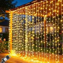 Cozymeow Šviesos užuolaida vidaus 2 vnt. 300 LED pasakų žibintai langas su kištuku, 8 režimai Vandeniui atsparios pasakų šviesos užuolaida kambariui balkonas šalis palapinė vestuvės lauko vidaus Kalėdų dekoracijos