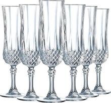 Cristal d'Arques Paris Longchamp šampano fleitos 14 cl blizgios, skaidrios ir labai atsparios, pagamintos Prancūzijoje Q7341 6 vnt. pakuotė