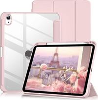 Dėklas "iPad" (A16) 11 kartos 2025 / "iPad" 10 kartos su pieštuko laikikliu 10,9 colio 2022 m. modeliui, smūgiams atsparus apsauginis dėklas su permatomu kietu galiniu dangteliu - rožinis