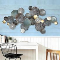 Didelis metalinis sienų dekoras Boho Lotoso lapų metalinis sienų dekoras 3D sukrautų gėlių sienų meno dekoras Jūreiviškas pakrantės lauko sienų dekoras gyvenamajam kambariui Miegamasis Valgomasis