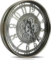 Didelis sieninis laikrodis su judančiais krumpliaračiais Modernus pramoninis Steampunk XXL Vintage Retro Antikvarinis metalinis laikrodis virtuvei Gyvenamasis kambarys Pradžia Baras Mokykla (53,5 cm, Gunmetal arabiški skaičiai)