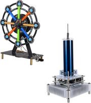 DONGKER Muzikinė Teslos ritė, lanko plazmos generatorius, muzikinis Teslos ritės garsiakalbis su garso kabeliu ir ICrduioo DIY Velnio rato litavimo rinkinys su spalvotais LED žibintais, besisukantis velnio ratas su muzika