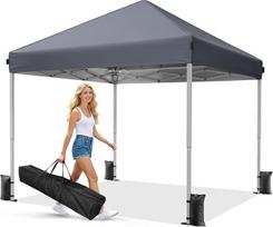 Driftalia Pop-Up-Pavillon, 3 m x 3 m, sofortiger Aufbau, tragbarer Pavillon mit Tragetasche, 4 Sandsäcken und 8 Heringen für Veranstaltungen im Freien, Partys und Camping, Dunkelgrau