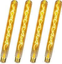 E27 LED vintažinė lemputė, Edisono vintažinė lemputė, E27 apšviečiama 4 W LED lemputė, 300 mm ilgio, retro lemputė, šiltai balta lemputė, idealiai tinka sieniniams šviestuvams, steampunk šviestuvams, grindų šviestuvams, 4 vnt.