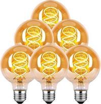 Edisono LED senovinė lemputė, reguliuojamo apšvietimo lemputė E27, 4 W LED šiltos baltos spalvos, senovinė Edisono reguliuojamo apšvietimo lemputė E27, idealiai tinkanti nostalgijai ir retro apšvietimui - gintarinė - 6 vnt. (G80 HPS)