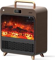 Energiją taupantis 1500 W ventiliatorinis šildytuvas, PTC keraminis šildytuvas su 4 režimais ir termostatu, tylus komfortas miegamajame su židinio imitacijos malkų krosnelės efektu, apsauga nuo perkaitimo ir pakrypimo, 12H