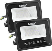 EXTRASTAR 50 W LED lauko prožektorius, 2 vnt., 4000 lm, 6500 K, šaltai balta, itin ryškus lauko prožektorius, IP65 vandeniui atsparus LED prožektorius, lauko šviestuvas sodui, kiemams, garažui, viešbučiui, sportui