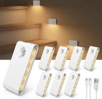EZVALO judesio jutiklio naktinė lemputė, 8 pakuotės laiptų šviesos, 1500 mAh baterijos LED apšvietimas, 3000K šiltos baltos spalvos, skirta laiptinėms, miegamiesiems, virtuvėms, prieškambariams, vonios kambariams, namų apdailai (8, balta)