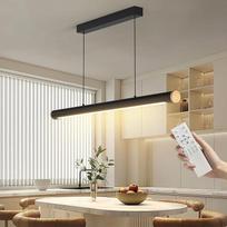 FANLG 80 cm LED pakabinamas šviestuvas Valgomojo stalo lempa Užtemdomas pakabinamas šviestuvas Valgomojo stalas juodas su nuotolinio valdymo pulteliu 30 W pakabinamas šviestuvas Valgomojo kambario šviestuvas Kabantis reguliuojamo aukščio biuro šviestuvas