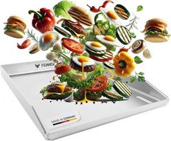 FENNEK Plancha 40 x 30 cm teppanyaki grilio plokštė su priekiniu kraštu ir didele nutekėjimo anga 4,0 mm nerūdijantis plienas mėsainiams, daržovėms, žuviai ir daugeliui kitų patiekalų Galima plauti indaplovėje Padidinti kraštai Pagaminta Vokietijoje