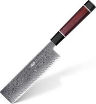 FINDKING 7 colių japoniškas "Nakiri" peilis, tiesus daržovių peilis, aštrus kaip skustuvas damaskinis "Usuba" peilis, "Milk Street" virėjo peilis, skirtas efektyviam pjaustymui ir smulkinimui (Samurajaus serija)