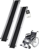 FoundGo Teleskopinė neįgaliųjų vežimėlių rampa Maksimalus 300 kg 74,5/121 cm aliuminio rampa Neslystanti teleskopinė rampa su krepšiu rankiniam neįgaliųjų vežimėliui, laiptai dviračiui, 2 vnt. pakuotė