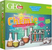 FRANZIS GEOlino 67128 Eksperimentų dėžutė Chemija, gamtos mokslai labai paprasti, pilnas rinkinys, įskaitant 62 puslapių lyginamąją knygą, vaikams nuo 10 metų