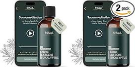 frihed.® Bio saunos puodelis Zirbe, Latsche & Eukalyptus mit App Meditation - Hochkonzentriertes Saunaöl - befreiend - Langanhaltender Duft - Made in Lüneburg (Packung mit 2)