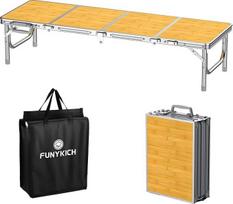 FUNYKICH mažas sulankstomas stovyklavimo stalas 116 x 40 x 26 cm, nešiojamas pikniko stalas su storu aliuminio rėmu ir krepšiu, lengvas daugiafunkcinis stalas 4-6 žmonėms, skirtas piknikui, stovyklavimui, paplūdimio vakarėliui