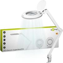 goobay 60362 LED didinamoji lempa su spaustuvu / 9 W galios suvartojimas / 127 mm krištolo stiklo lęšis / Spalvos temperatūra 6400 K / 1,75x didinimas / Šviesos srautas 83-730 liumenų / Balta