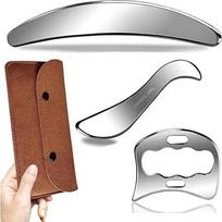 Gua Sha akmuo, Gua Sha, Gua Sha, Gua Sha nerūdijančio plieno, Gua Sha grandiklis, pagamintas iš nerūdijančio plieno, dėvėjimuisi atsparus fascijų įrankis, viso kūno celiulito masažuoklis, medicininis fascijų įrankis raumenų skausmui malšinti