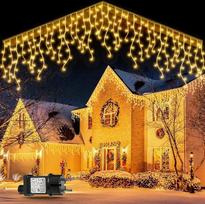 GYLEFY Lauko "Icicle" pasakų žibintai, 15 m, 600 LED, jungiami pasakų žibintai, kalėdinis apšvietimas, IP65 vandeniui atsparus laikmatis, 8 režimai, skirti Kalėdų dekoracijoms lauke/lauke, šiltai balta
