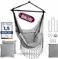 HEIMLING® kabantis krėslas viduje ir lauke XXL [viskas įskaičiuota su pakaba + 3 pagalvėlės] Kabantis krėslas vaikams ir suaugusiems iki 150 kg Hamakas viduje Svetainė Miegamasis Sodas Balkonas Terasa