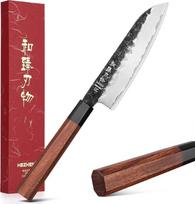 HEZHEN mažas "Santoku" peilis, itin aštrus universalus japoniško stiliaus "Gyuto" peilis, aštuonkampė rankena, raudonas medis