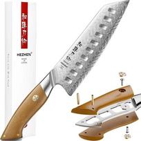 HEZHEN Santoku peilis "Damask", japoniško stiliaus virėjo peilis, itin aštrus universalus "Gyuto" peilis, patogi pilnavidurė rankena