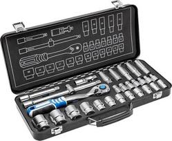 Högert Technik - Werkzeugset I Steckschlüssel, Bits und Ausstattung 1/4" I Legiertem Chrom-Vanadium-Stahl I Gesenkgeschmiedet I Ratschenmechanik mit 72 Sperrklinken I HT1R480-29-tlg