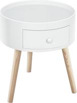 HOMCOM šoninis staliukas, sofos staliukas, kavos staliukas su stalčiumi, svetainė, mediena, balta/pilka, skersmuo 38 cm x aukštis 45 cm