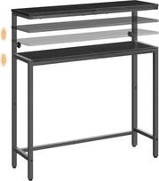 HOOBRO EBB96XG01 2 pakopų reguliuojamo aukščio (80-100 cm) prieškambario staliukas Pramoninio stiliaus sofos staliukas Šoninis staliukas mažoms erdvėms Prieškambario svetainė Juoda