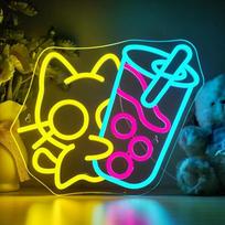 Horseneon Boba arbatos neoninis ženklas Gėrimas katė neoninis ženklas Burbulinė arbata LED ženklas Gėrimai katė neoninė šviesa miegamajame desertas parduotuvės baras gyvenamasis kambarys parduotuvė gėrimų parduotuvė