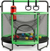 Hurtle Kindertrampolin - 140 cm mit Sicherheitsnetz - Trampolin Kinder Indoor Outdoor mit Haltestange, Schaukel, Ringe, Boxsack und Bällen bis 200 kg belastbar