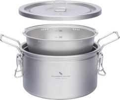 iBasingo Ti2087C Titano ryžių sriubos puodas su dangčiu Camping Cookware Nešiojamas virtuvės virimo matavimo rinkinys Patalpų lauko virimo puodas Ultralengva daugiafunkcinė viryklė