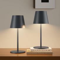Įkraunama 2 LED akumuliatorinė stalinė lempa 26 cm, 5000 mAh akumuliatoriaus baterija, 3 W 3000 K belaidė stalinė lempa, IP54 lauko stalinė lempa restoranui, miegamajam, barui (antracitas)