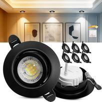 Įleidžiami LED taškiniai šviestuvai, 230 V, reguliuojamas apšvietimas, 6 W IP44 LED taškai, 68 mm lubų taškai, pasukami 38° kampu, 3000 K/4000 K/6000 K, skirti vonios kambariui, virtuvei, svetainei, įleidžiami taškiniai šviestuvai, plokšti įleidžiami švie