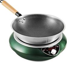 Indukcinė kaitlentė su Wok, 2500 W indukcinė kaitlentė, 1 plokštė, indukcinė kaitlentė su 16 galios lygių, 200 W-2500 W, temperatūros diapazonas 80-240 °C, LED ekranas, 18 valandų laikmatis, 190-275 V